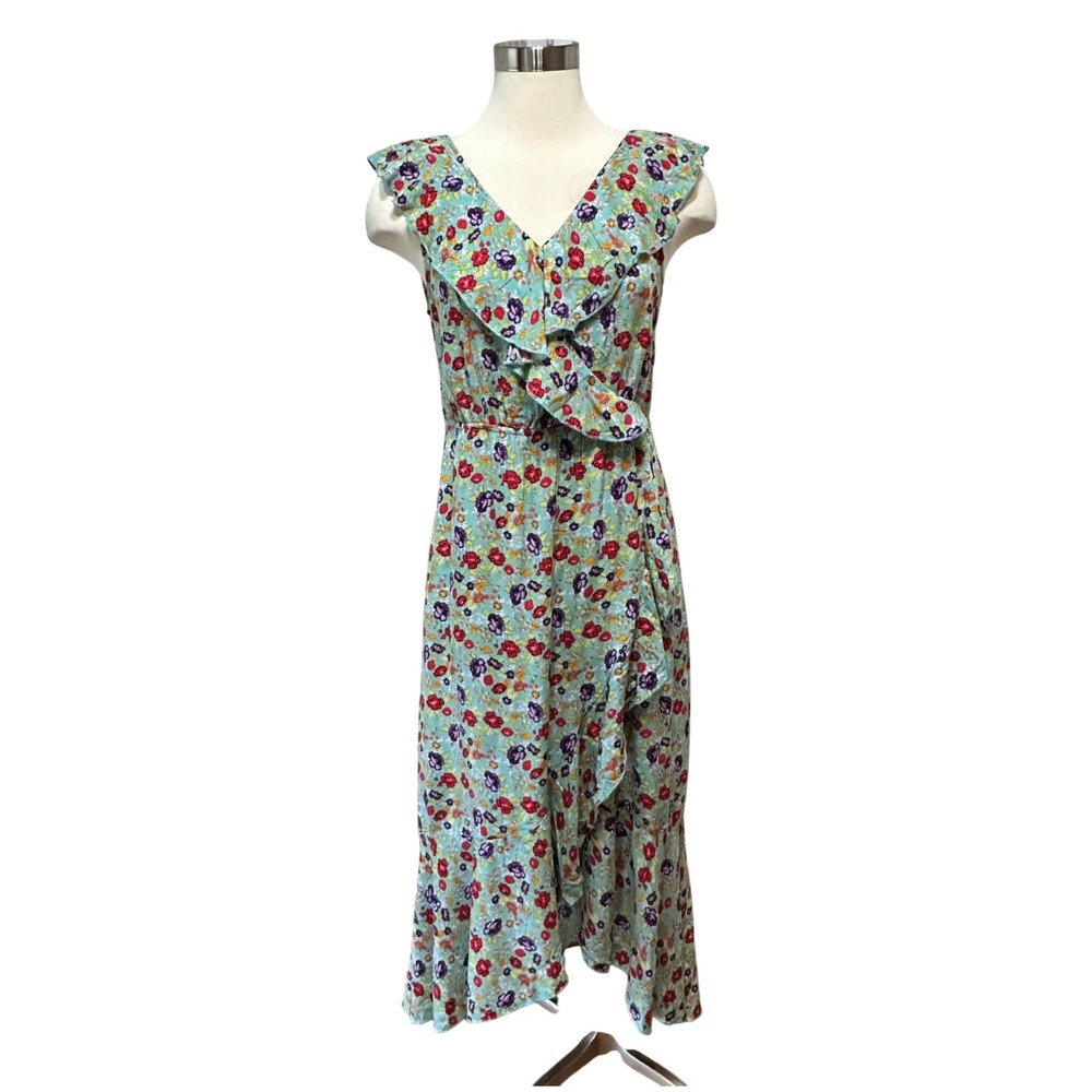 Lapis Floral Boho Ruffle Maxi Dress Womens M Flowy Tiered Beach Festival Cottage